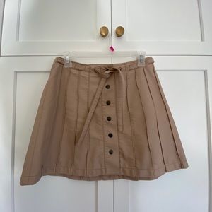 Free People Pleated Leather Mini Skirt